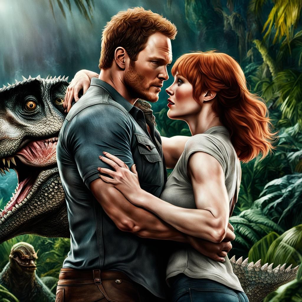 Gay Jurassic World Movie Poster, Hyperrealistic