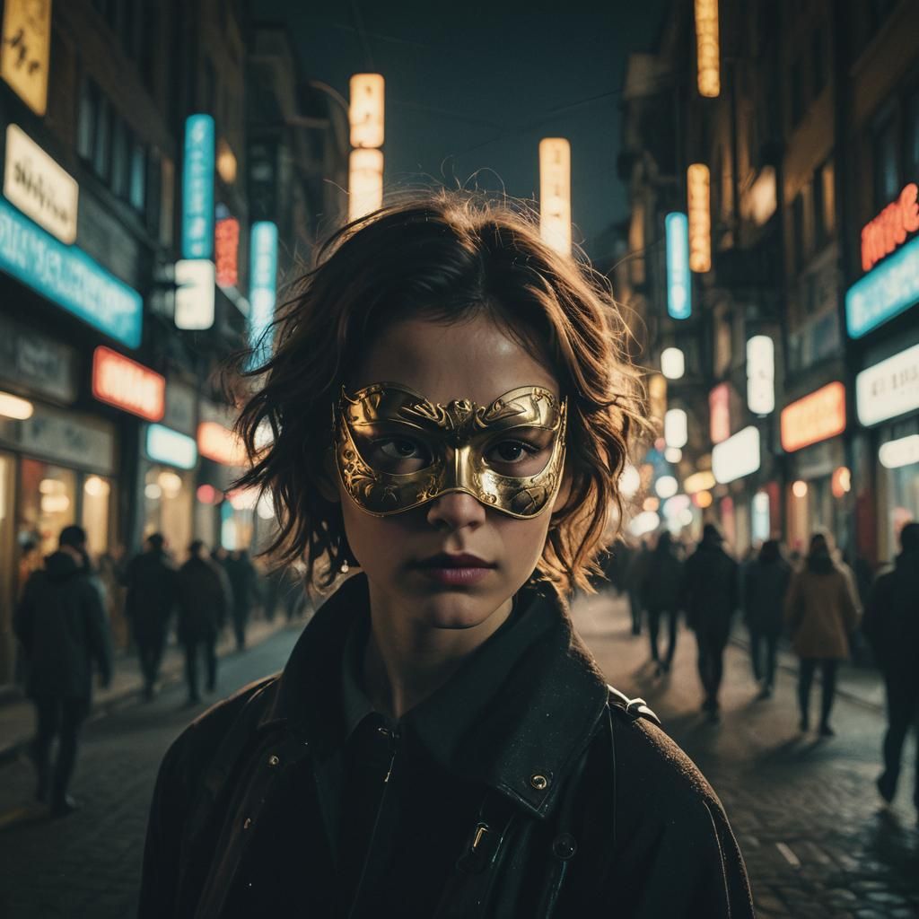 Emotional Struggle in Film Noir Cityscape