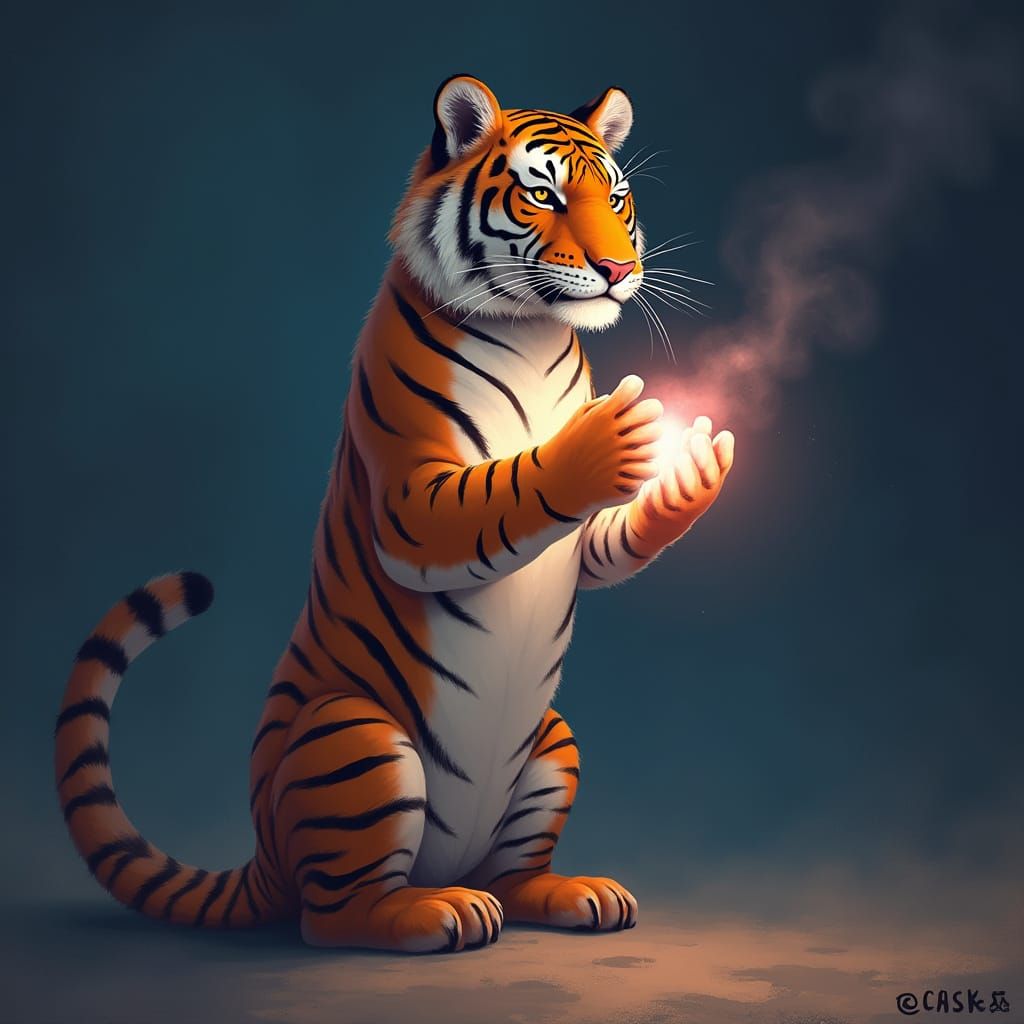 Ethereal Tiger in Mystical Realism Style