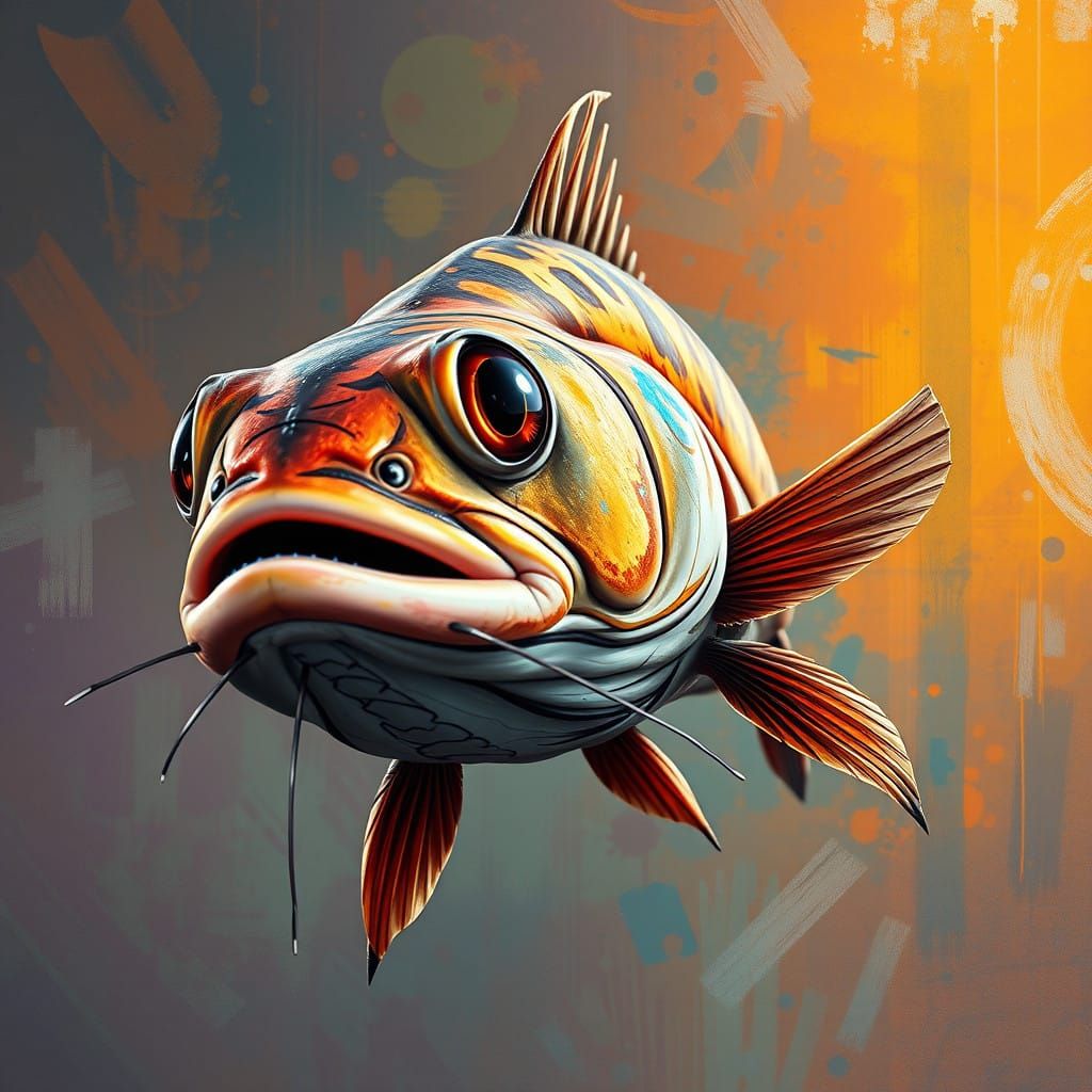 Hyperrealistic Catfish Portrait in Vibrant Colors