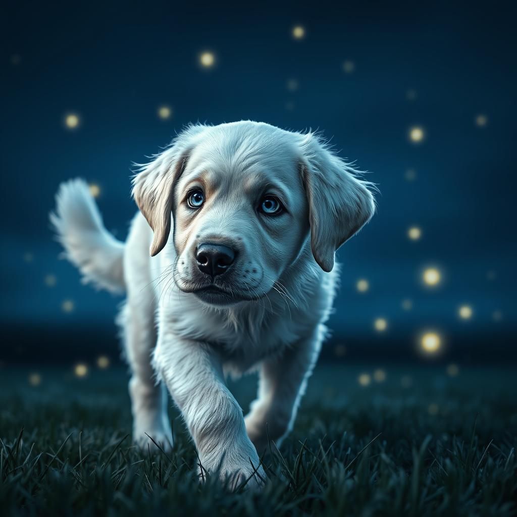 Adorable Silver Labrador in Hyper-Realistic Digital Art