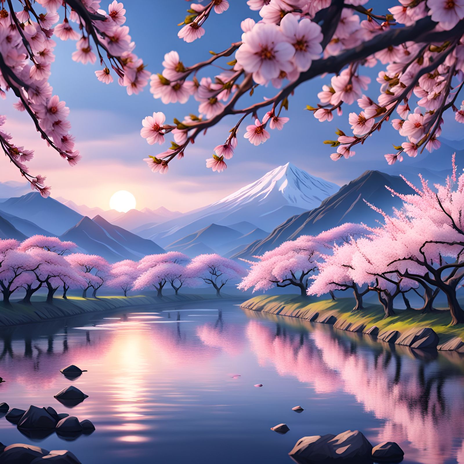 Japanese Cherry Blossoms at Sunset in 4K