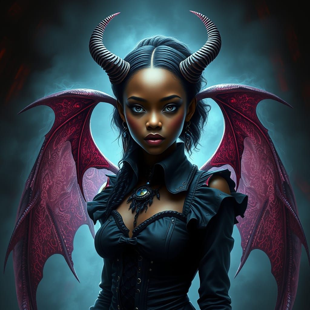 Demonic Gothic Girl in Surrealist Style