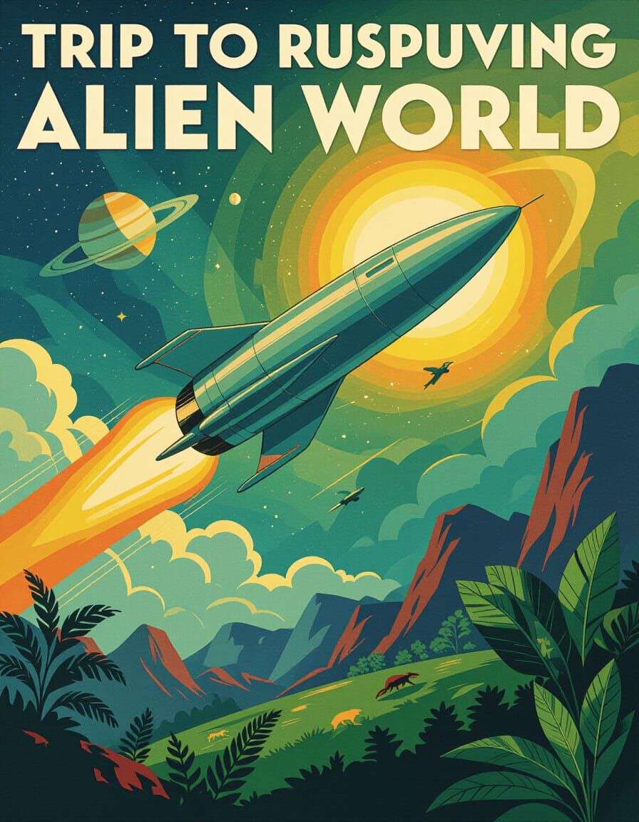 Vintage Travel Poster for Exotic Alien World