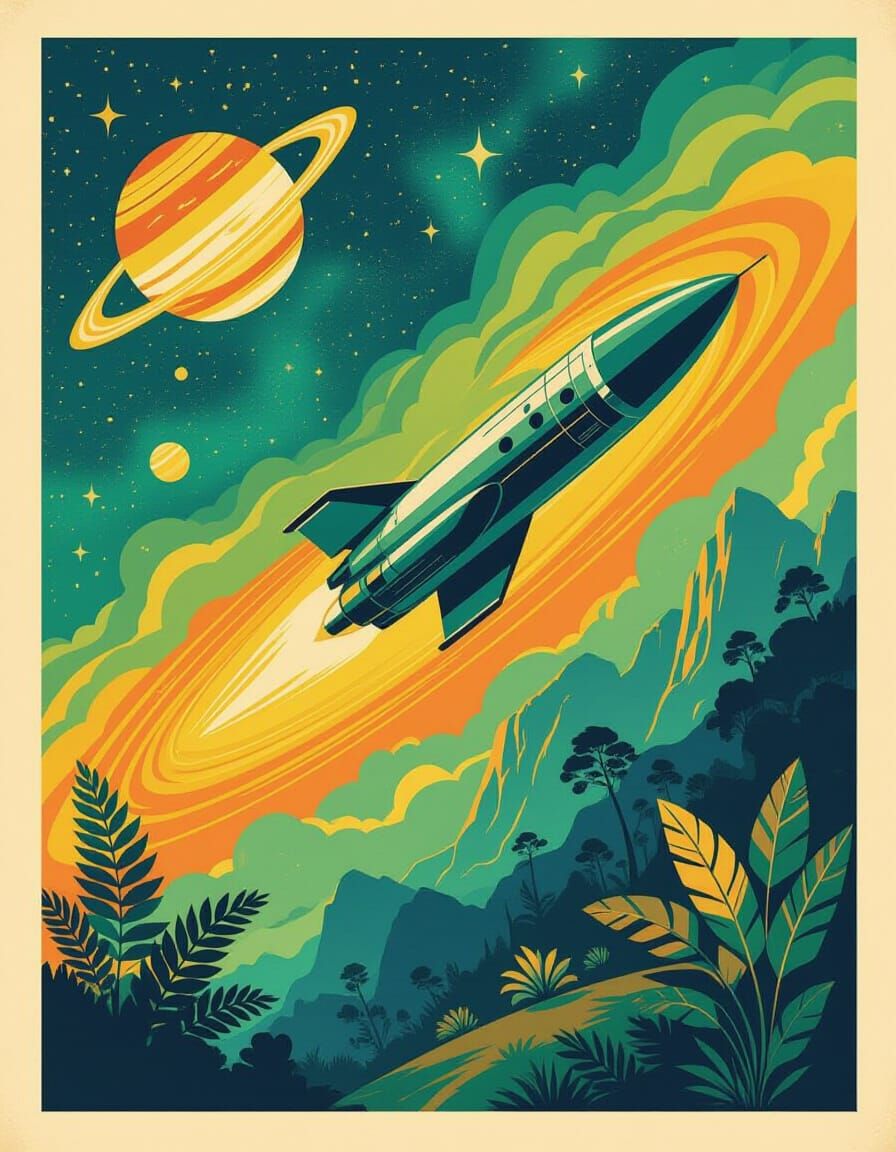 Vintage Travel Poster of an Alien World