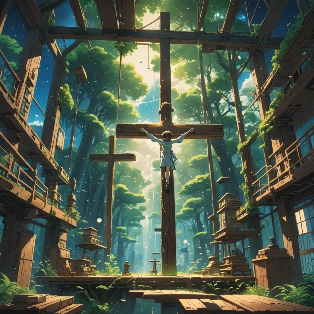 Crosses Form a Universe in Anime Style