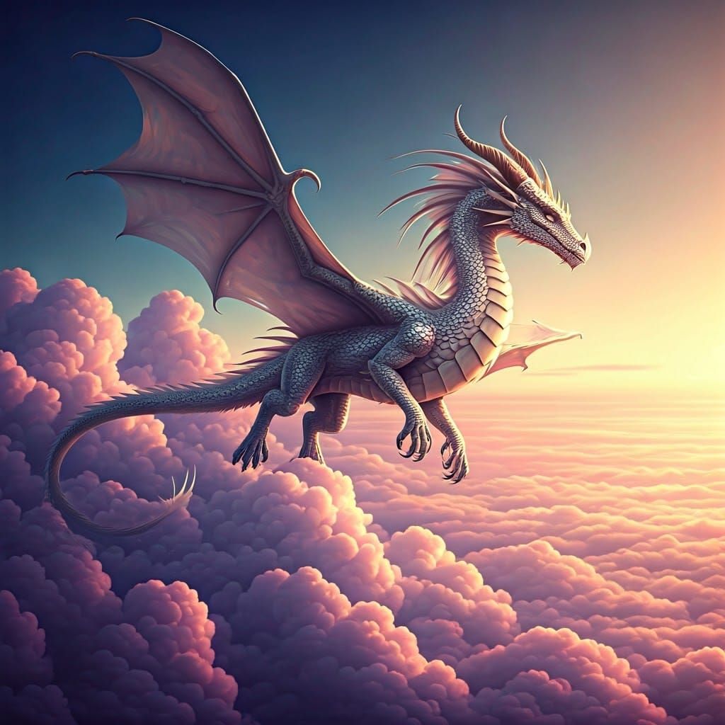 Majestic White Dragon Soaring Through Dreamscape