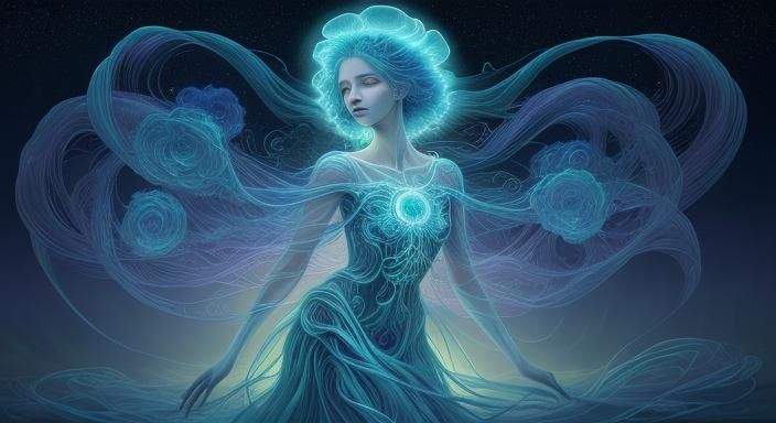 Bioluminescent Ghost Emerges at Dawn: A Digital Painting