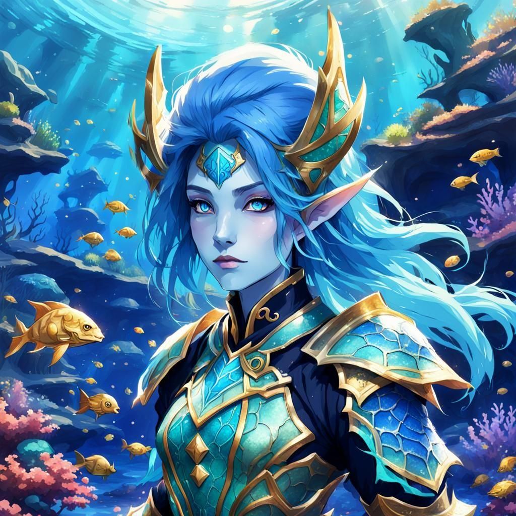 Sea Elf Paladin in Underwater Kingdom