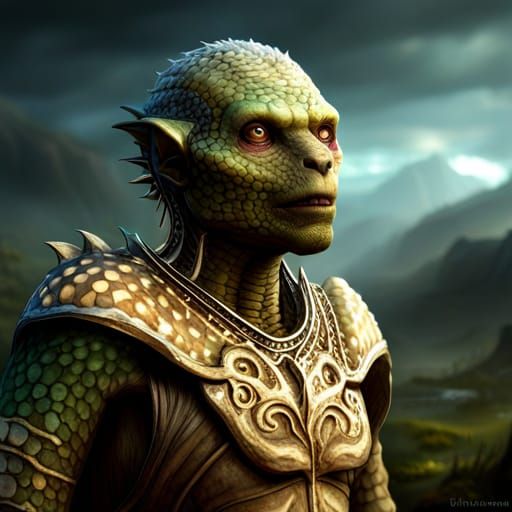 Hyperrealistic Hybrid Reptilian Canine Creature in HDR