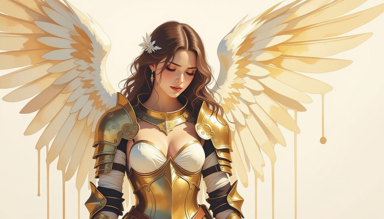 Ethereal Angel in Flowing Watercolor Style