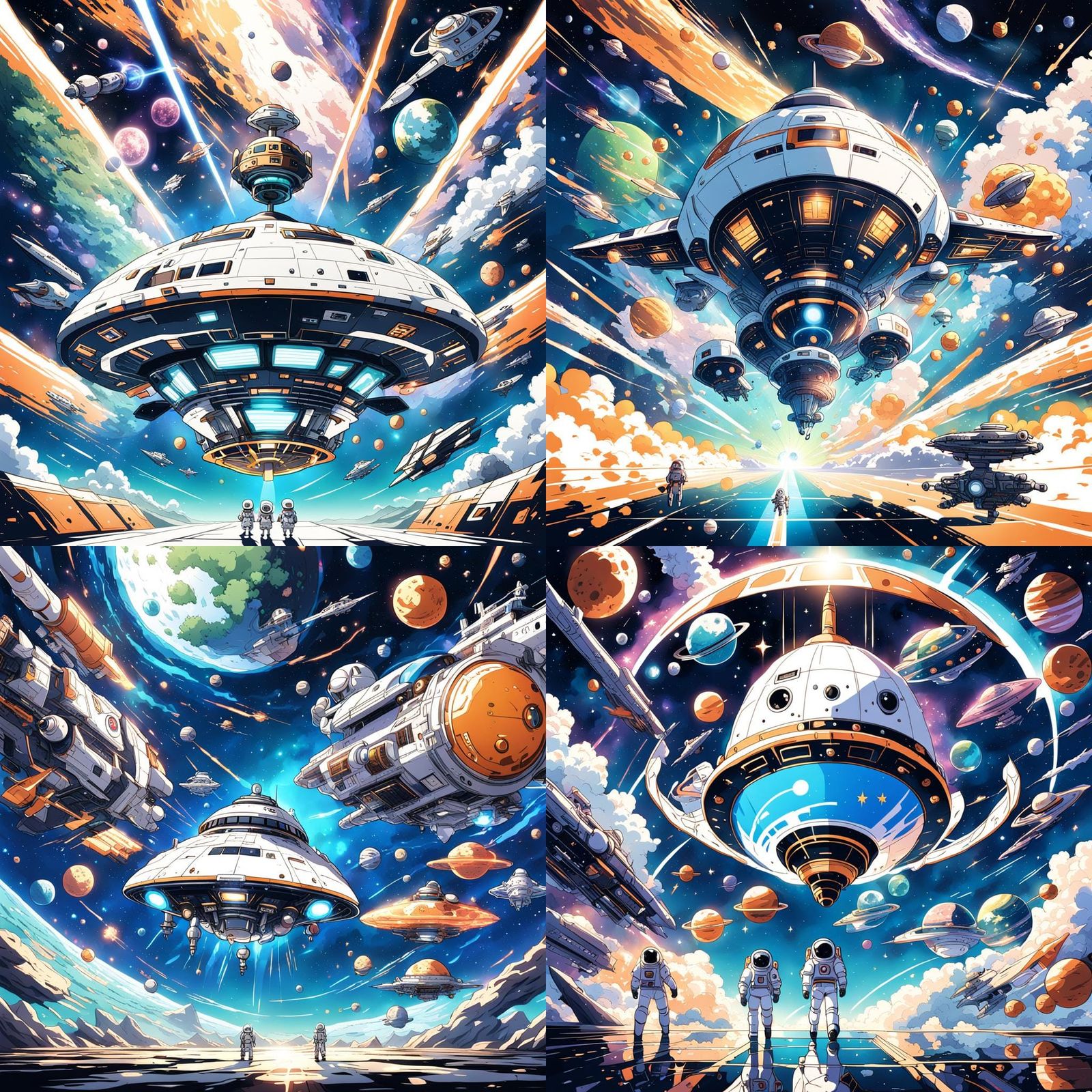 Cartoon Characters in Space: Anime-Inspired Art