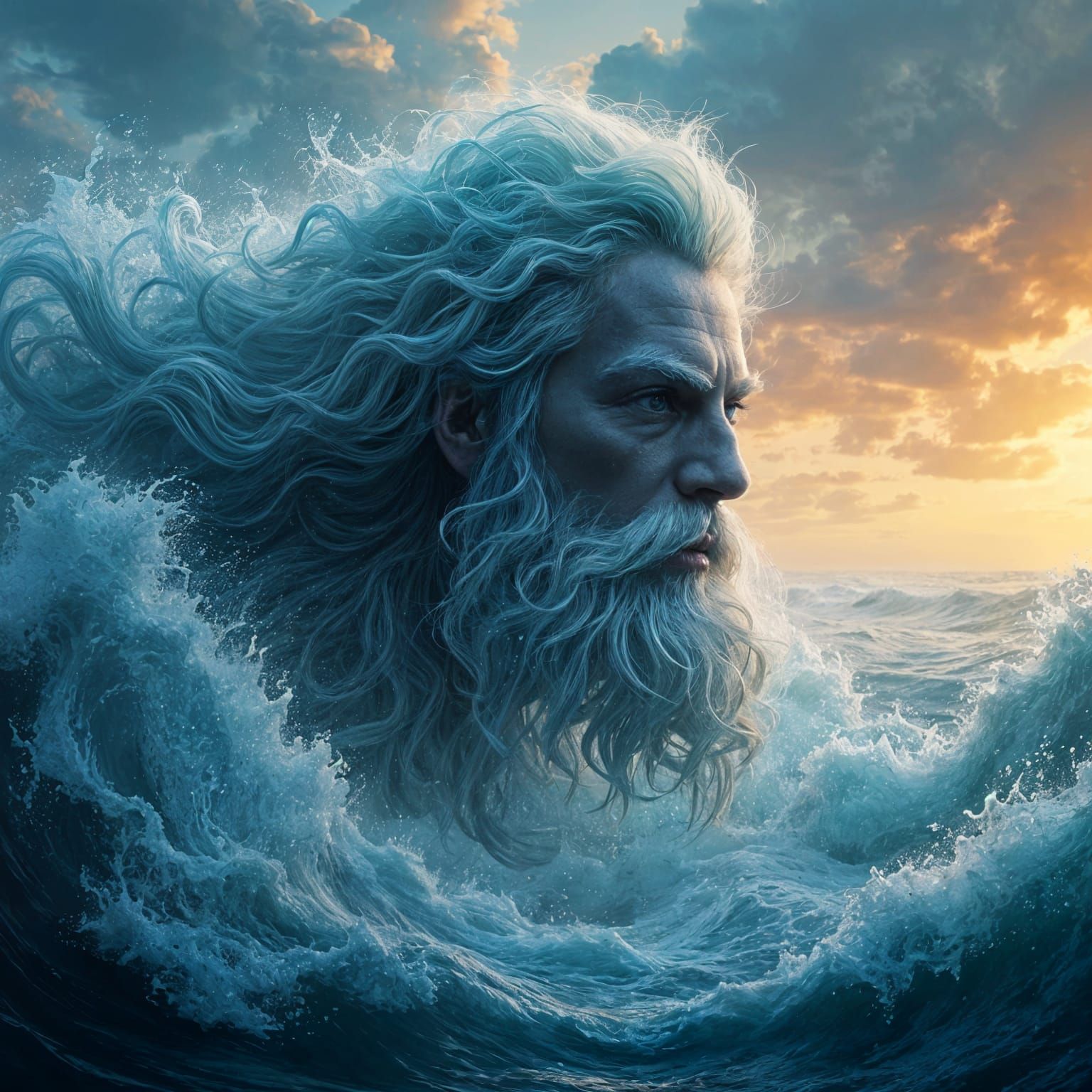 Neptune Rising from the Ocean: Airbrush Style