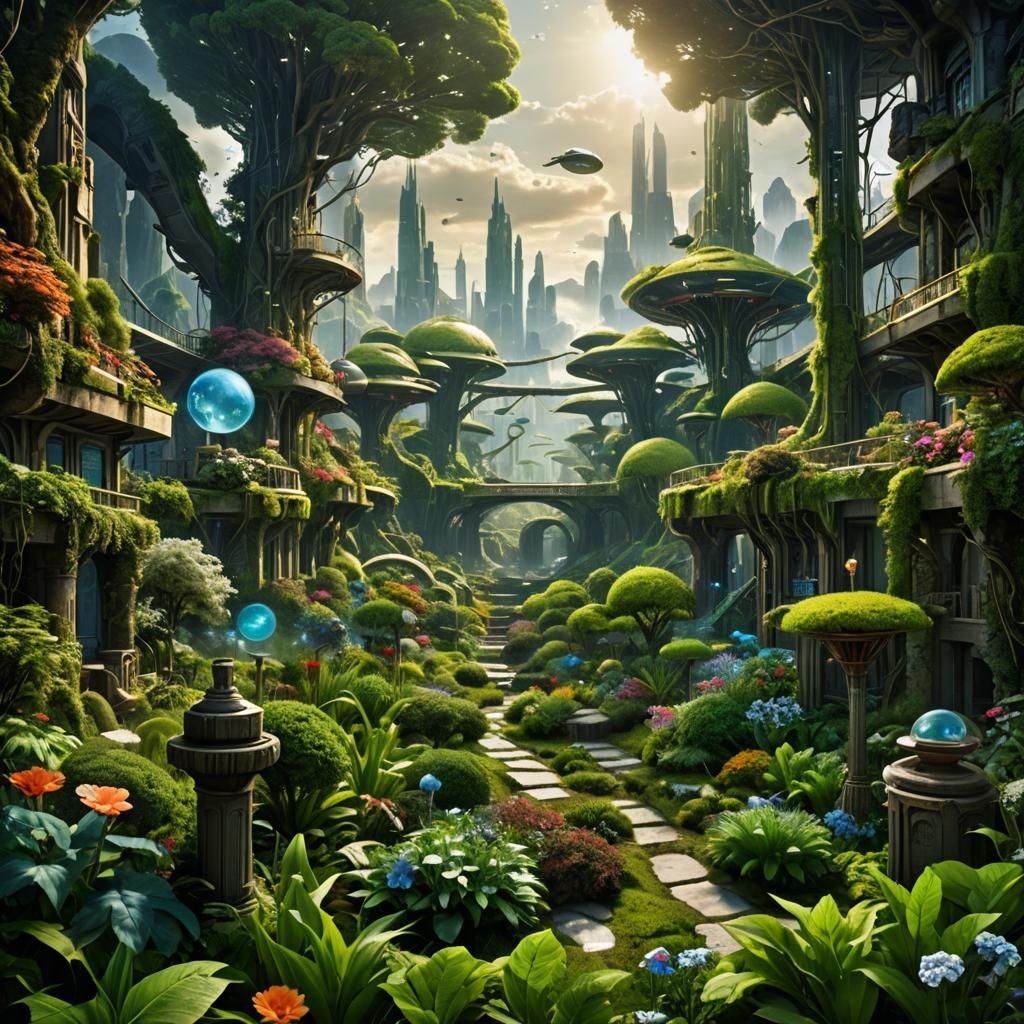 Fantastical Garden Scene of a Healed Future
