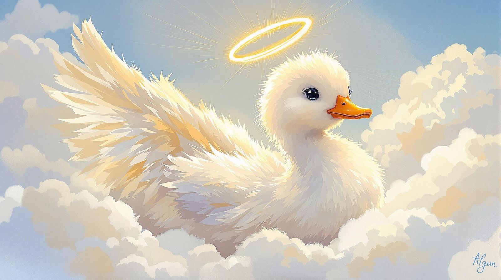 Magnificent Angel Duck in Expressive Oil Painting