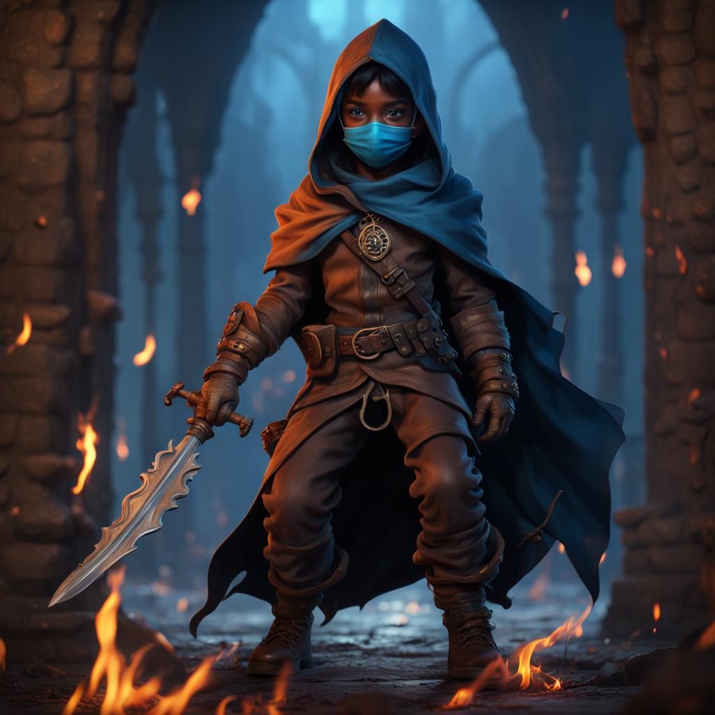 Halfling Rogue with Daggers, Fantasy Concept Art