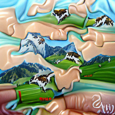 Scenic Swiss Alps Landscape with Grazing Cows