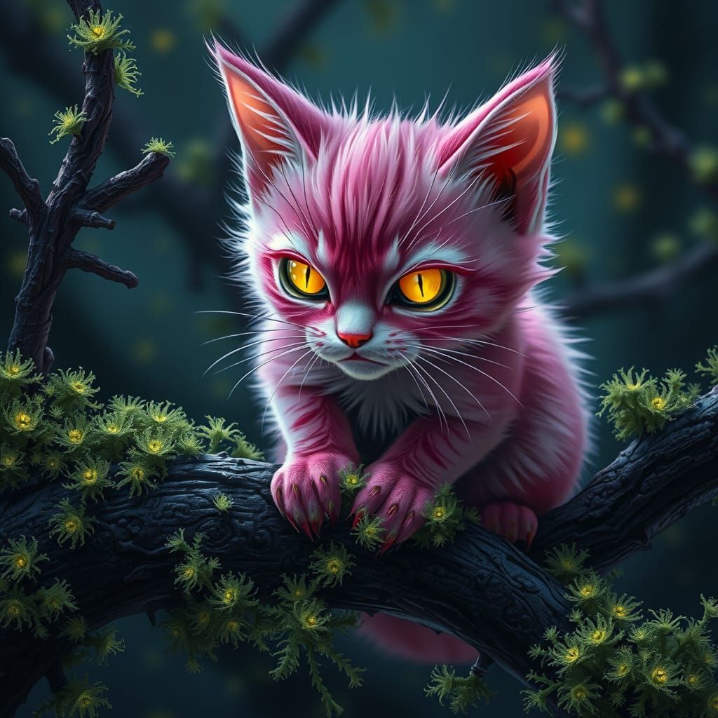 Dark Fantasy Feline in Intricate Surroundings