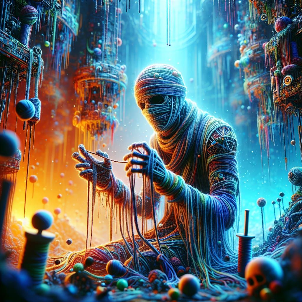 Knitted Mummy Fantasy Concept Art in Matte Painting Style