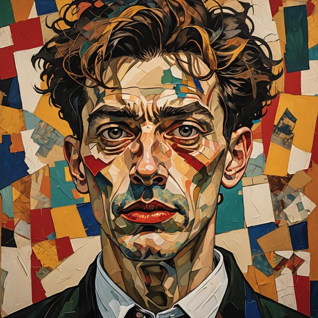 altar piece by Egon Schiele Andy Warhol portait collage gold...