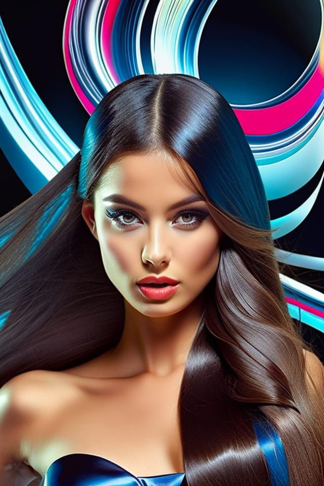 Glamorous Portrait of a Young Woman in Art Vogue Style