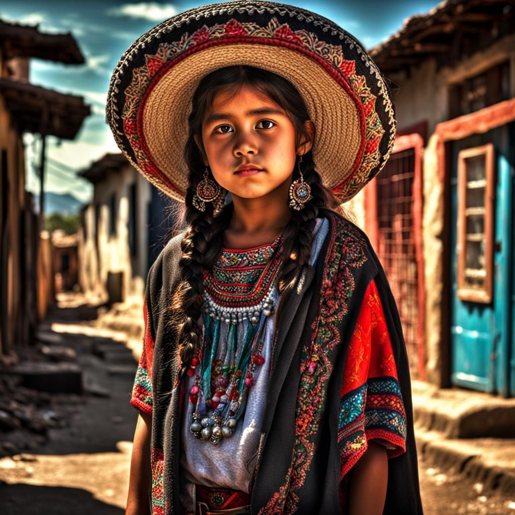 Hyperrealistic Portrait of a Mexican Girl in HDR