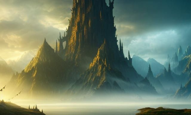 Majestic Fantasy Kingdom at Golden Hour