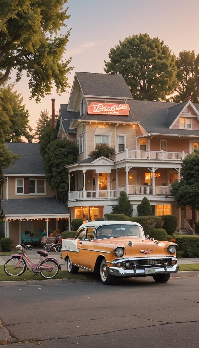 Nostalgic Retro Americana Scene with Bel Air