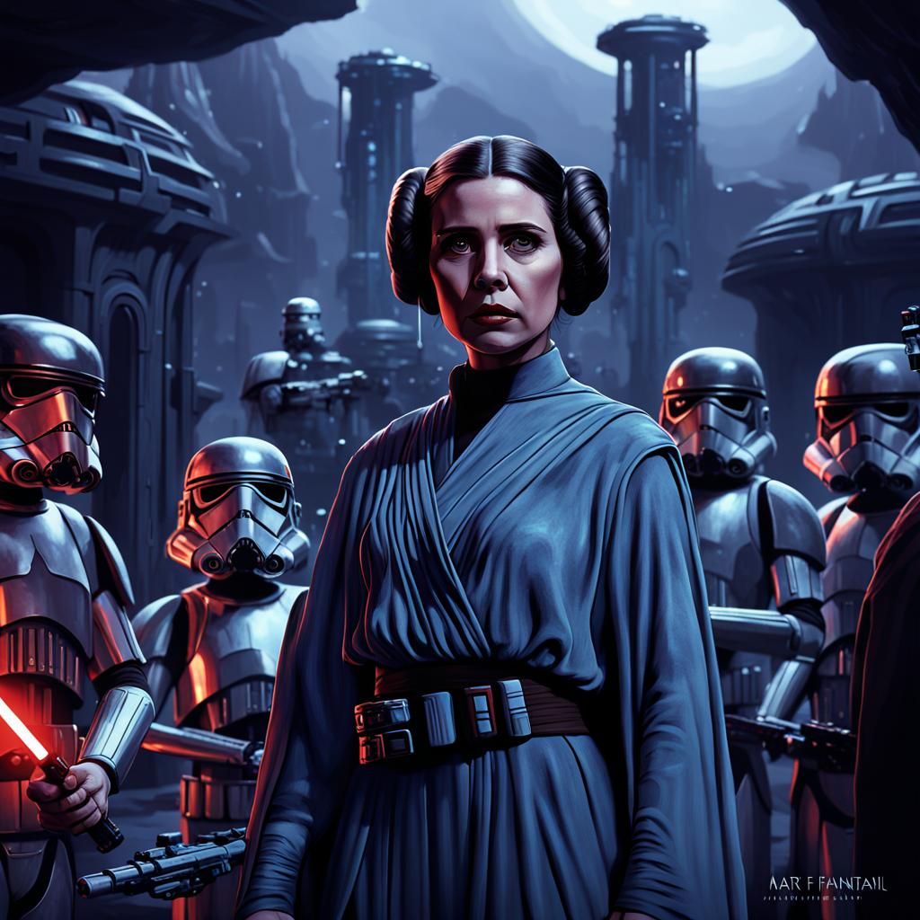 Princess Leia Dark Fantasy Sci-Fi Illustration
