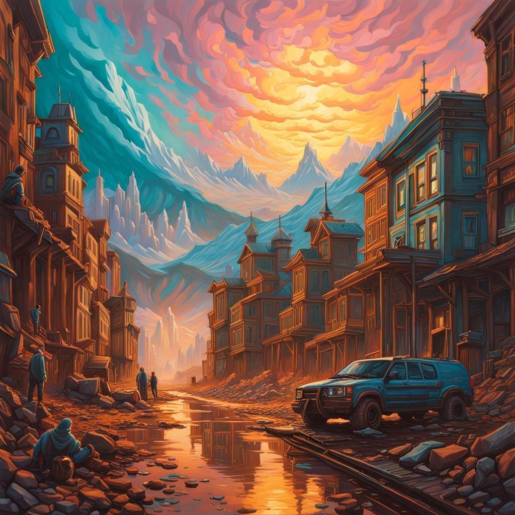 Rebirth: Hope in a Dystopian World, Gouache Painting