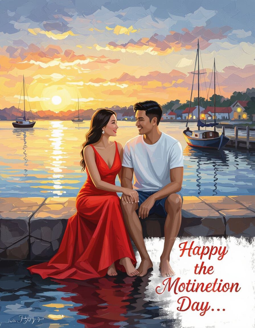 Indonesian Couple at Sunset: A Romantic Painting