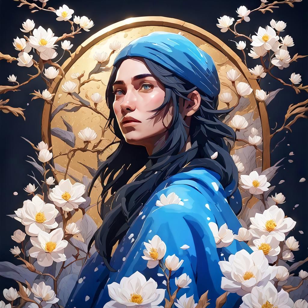 Vaporwave Elf Queen with Tentacles and Crown