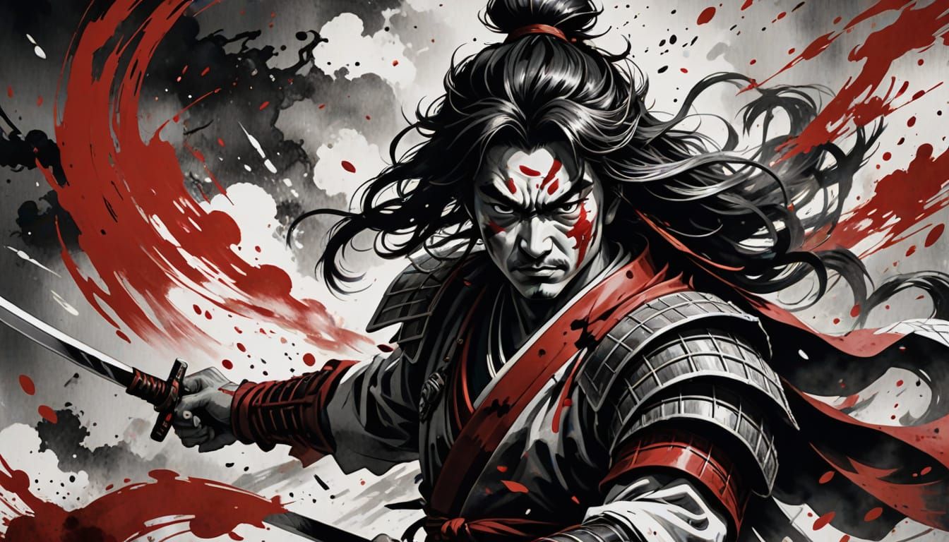Tomoe Gozen in Battle: A Sumi-e Masterpiece