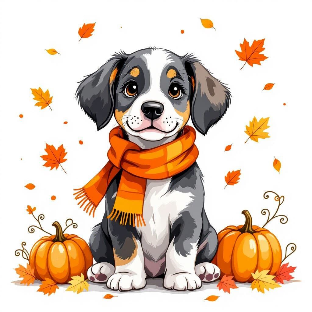 Whimsical Great Dane in Watercolor Style