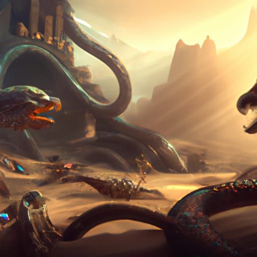 Eel's Desert Sunrise: Dark Fantasy Concept Art