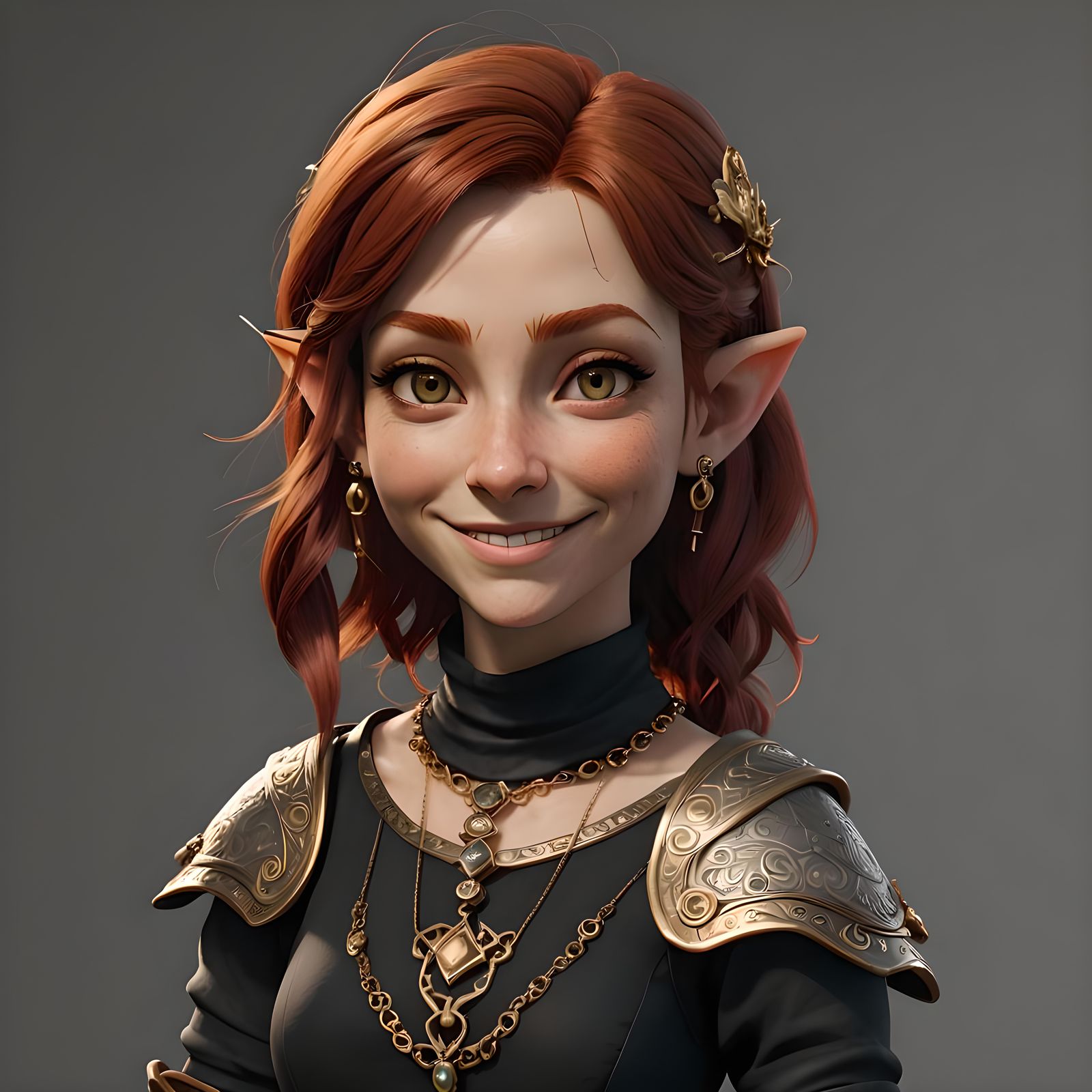 Redhead Halfling Thief with Jewels in 3D