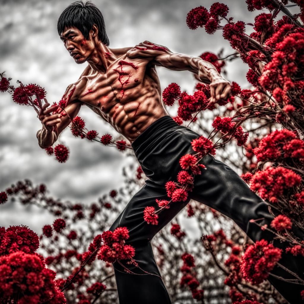 Hyperrealistic Image of Figure with Flowers