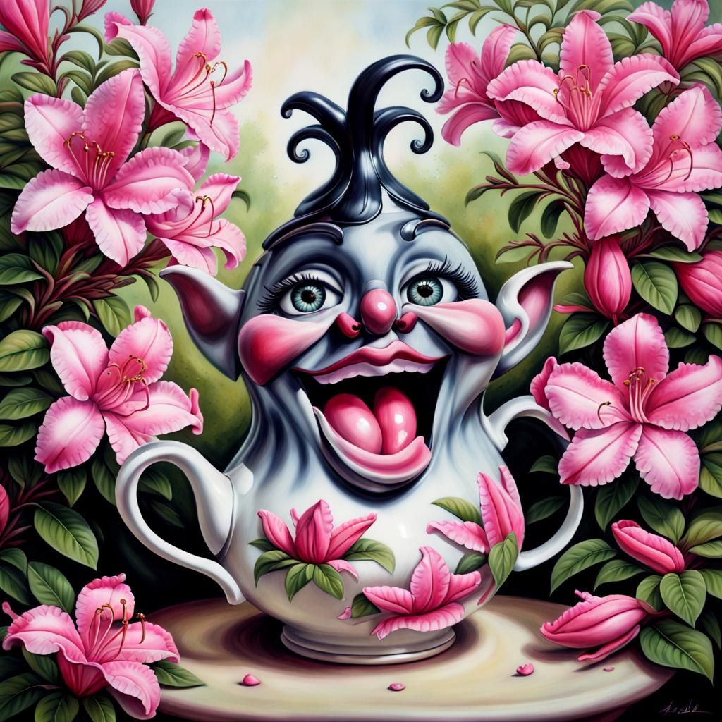 Pareidolia: Hyperrealistic Azalea Flowers in Airbrush Style