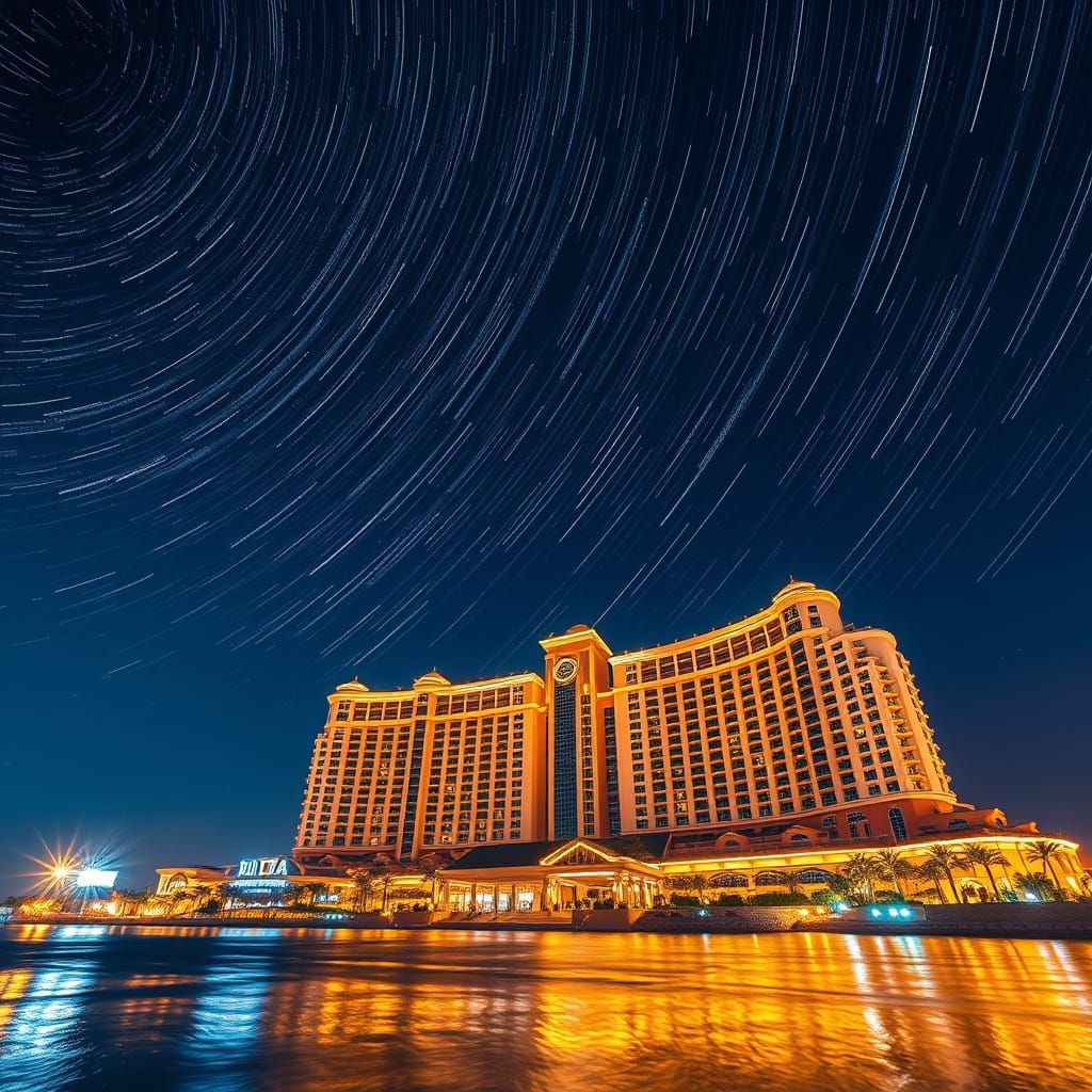 Atlantis Dubai Resort Under Meteor Shower in 8K