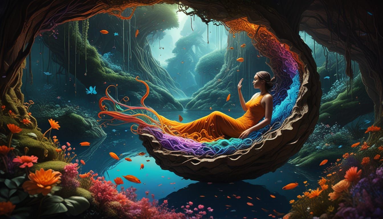 Surreal Geode Dreamscape with Fractured Rainbows