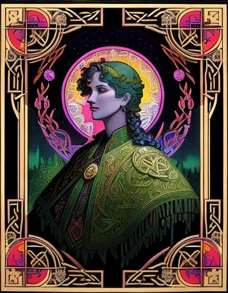 Pixel Art Leaves in Jugendstil Style