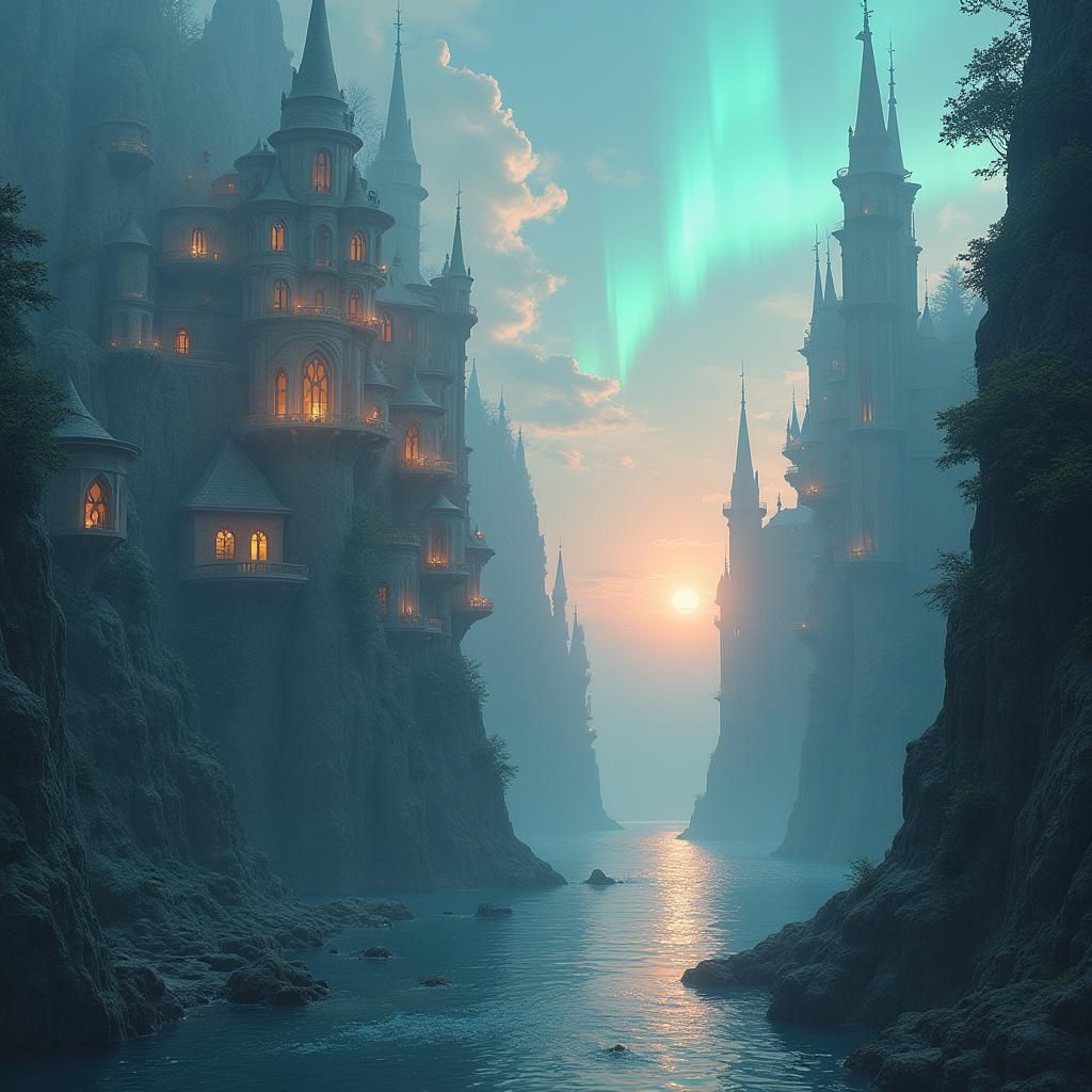 Ethereal Architectural Soundscape in Impressionist Style