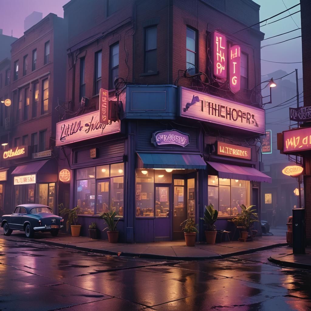 1950s Urban Street: Little Shop of Horrors in Neon