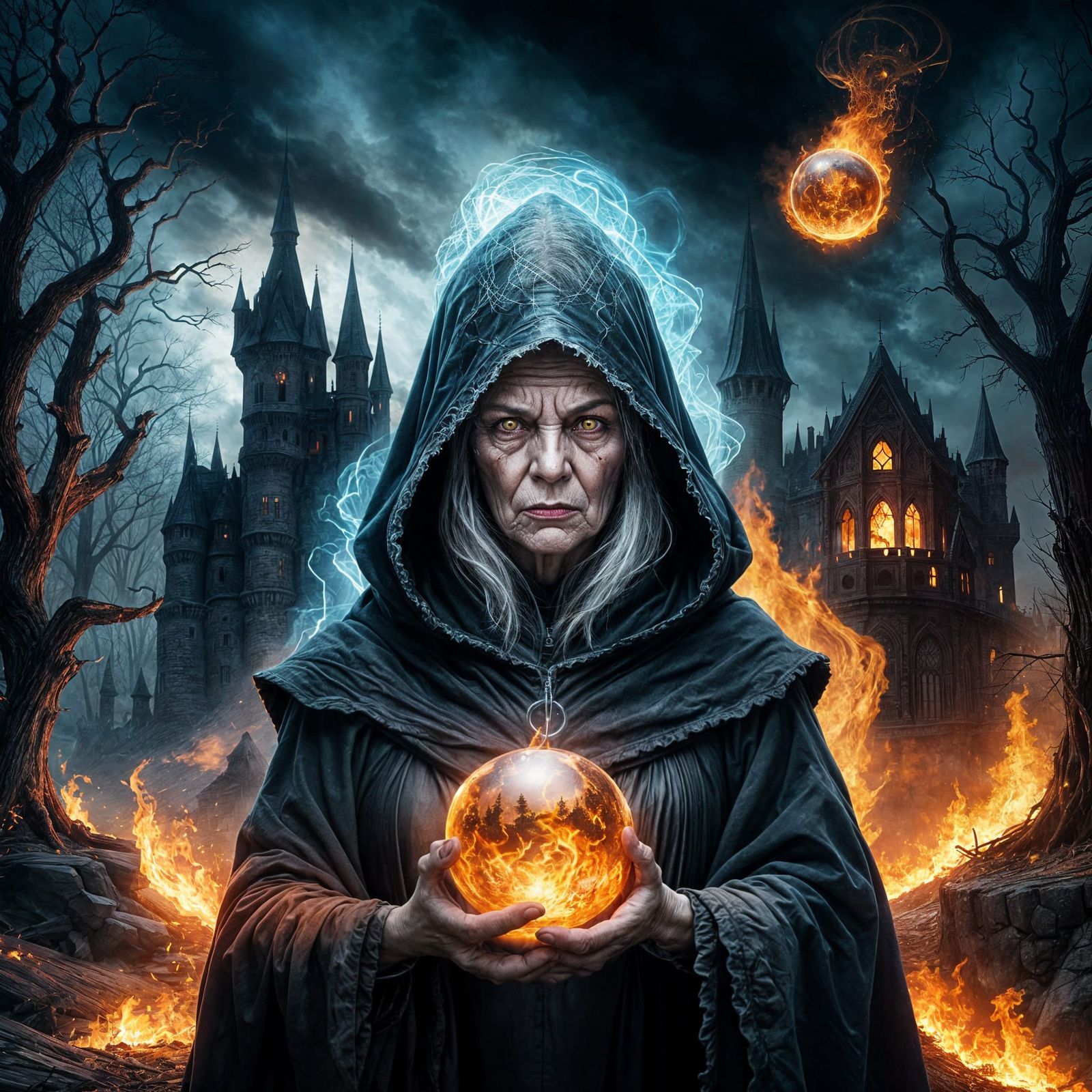 Witch with mystical ball