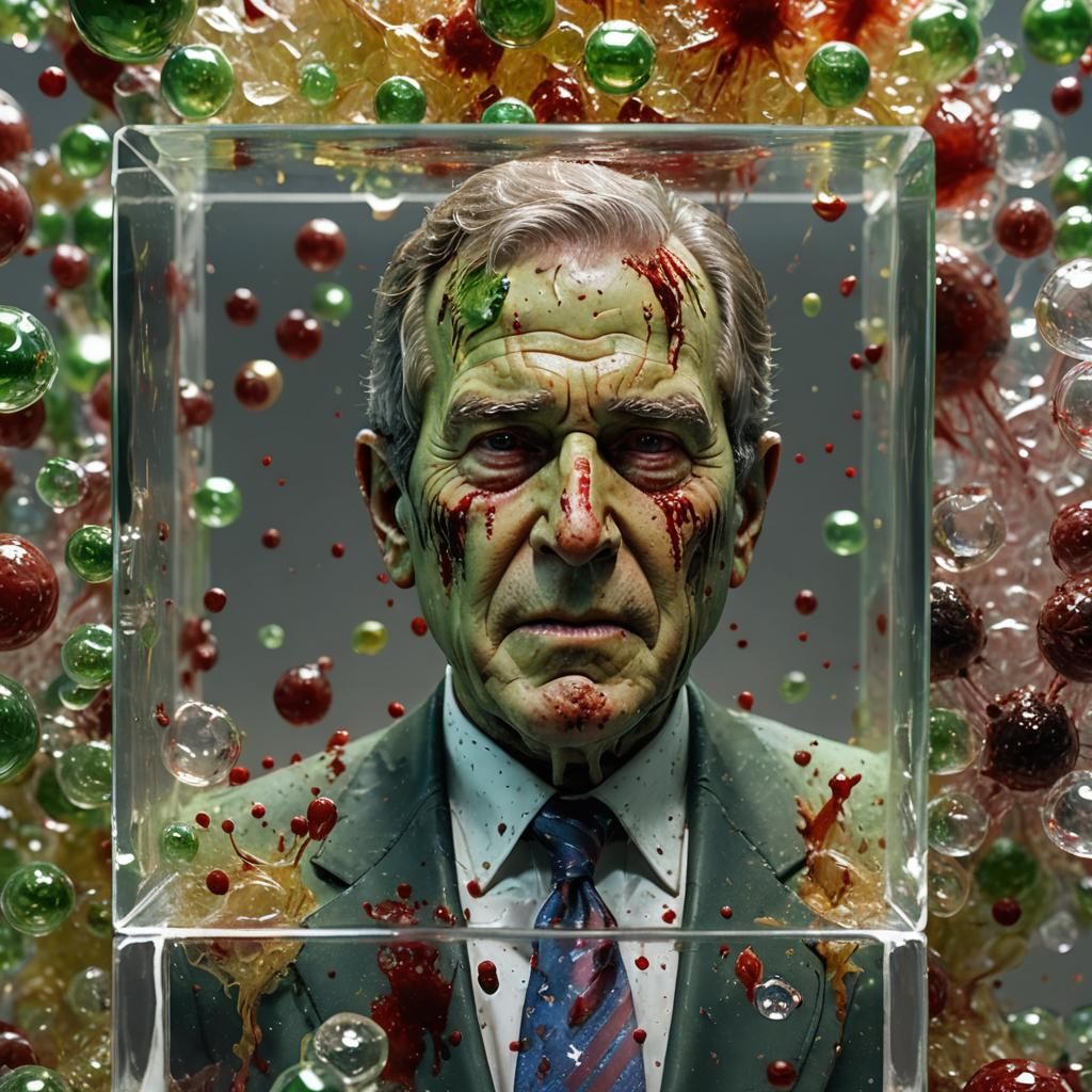 Zombie George W. Bush in Glass Cube