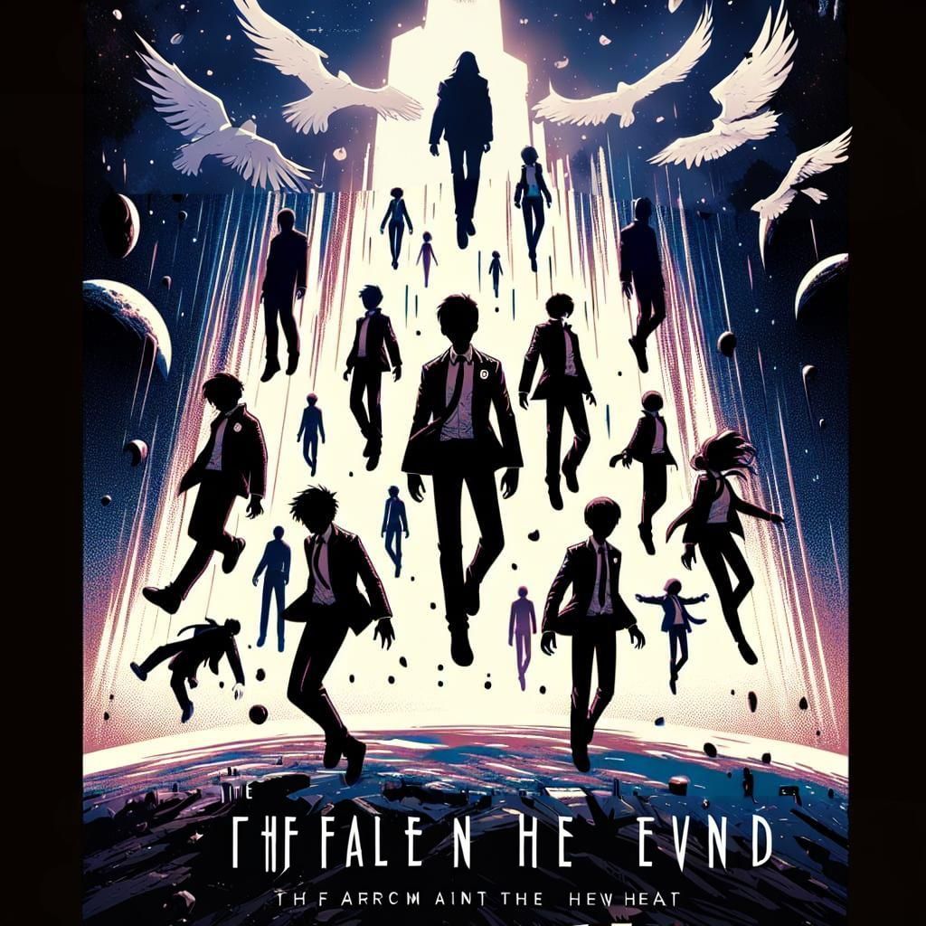 Cosmic Horror Book Cover: Fallen Teenagers in Anime Style