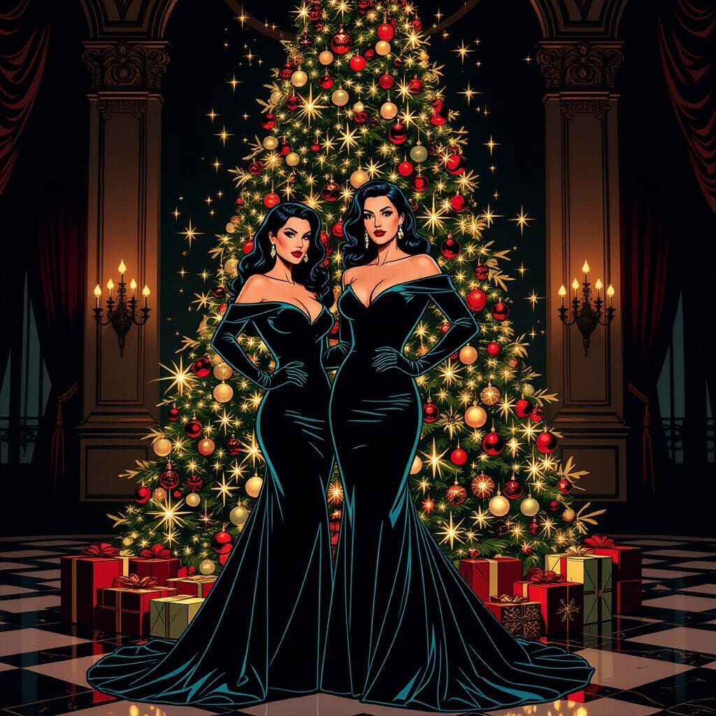 Nyssa Al Ghul in Velvet Christmas Dress, Retro Glamour