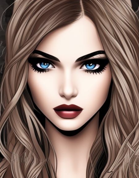 Goth Teen Portrait in Comic Book Style