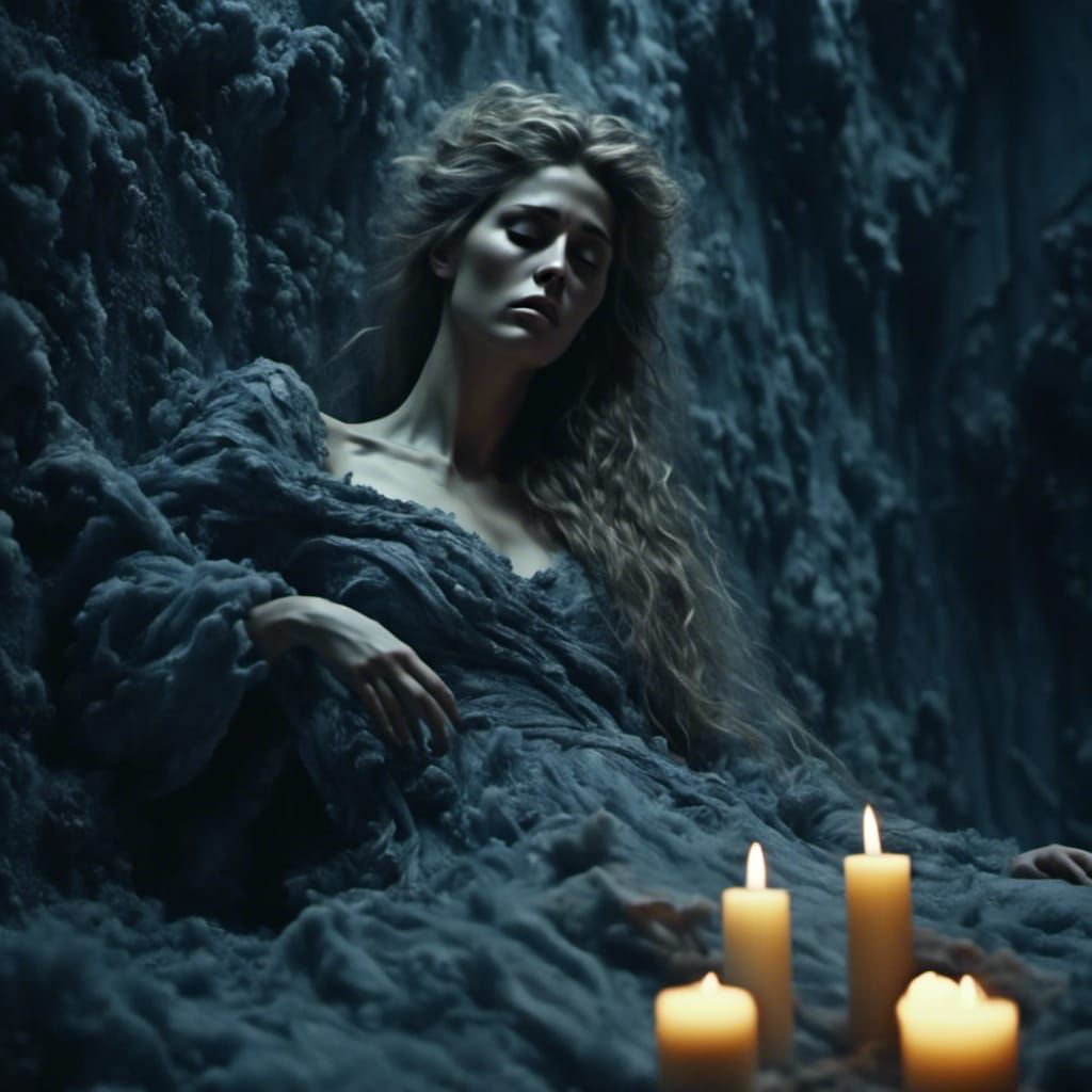 Tragic Figure in Cold Chamber: Cinematic Still