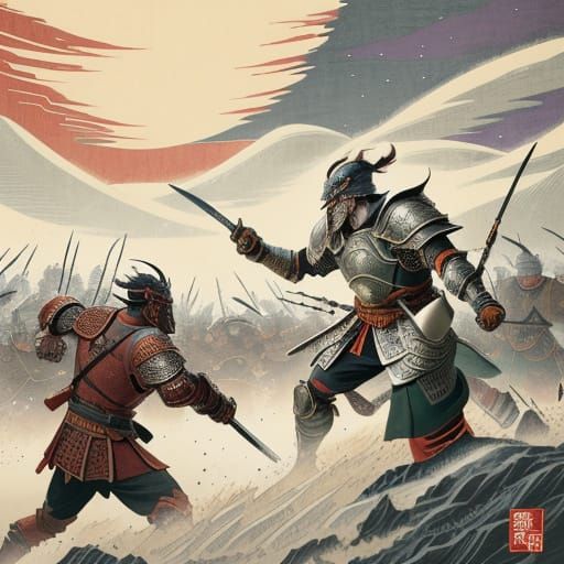 Ukiyo-e style The Lord of the Rings: The War of the Rohirrim...